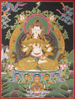 Vajrasattva Dorje Sempa Original Hand-Painted Buddhist Thanka Painting